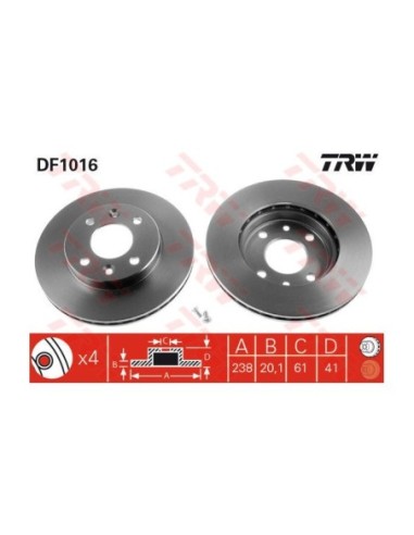 TRW DISCO FRENO DF1016