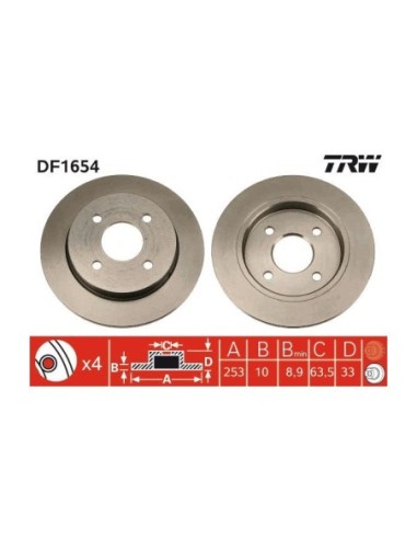 TRW DISCO FRENO DF1654