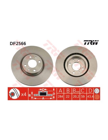 TRW DISCO FRENO DF2566