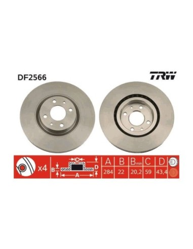 TRW DISCO FRENO DF2566