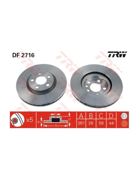TRW DISCO FRENO DF2716