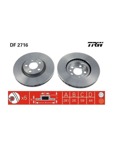 TRW DISCO FRENO DF2716