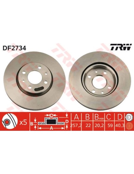 TRW DISCO FRENO DF2734