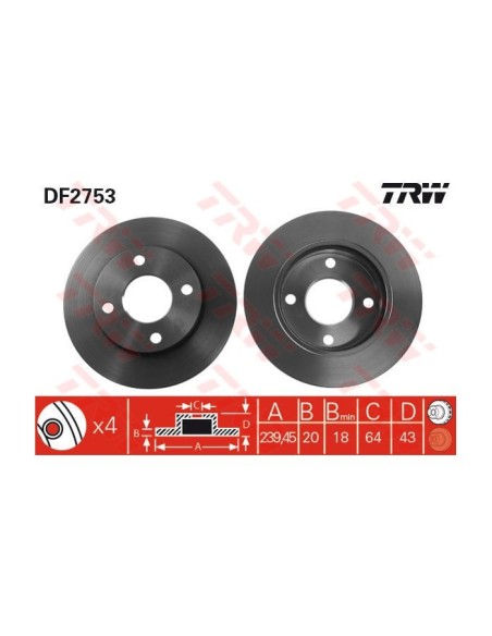 TRW DISCO FRENO DF2753