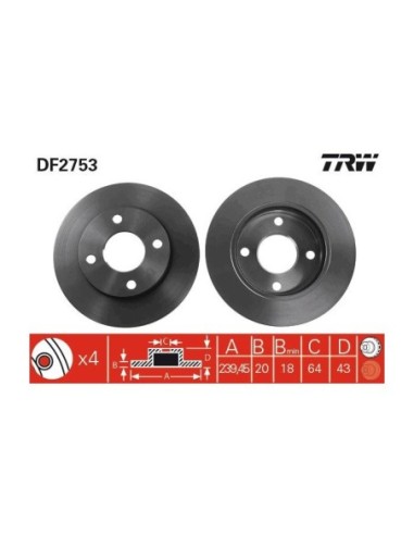 TRW DISCO FRENO DF2753