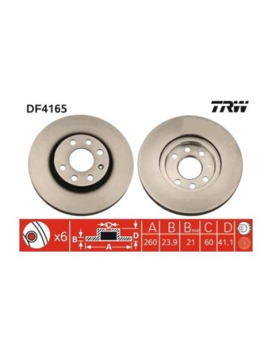 TRW DISCO FRENO DF4165