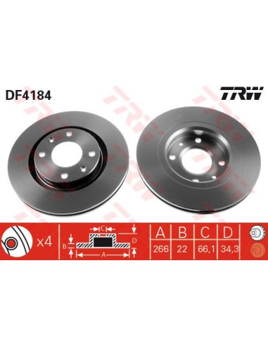 TRW DISCO FRENO DF4184
