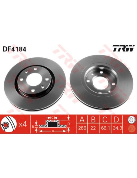 TRW DISCO FRENO DF4184