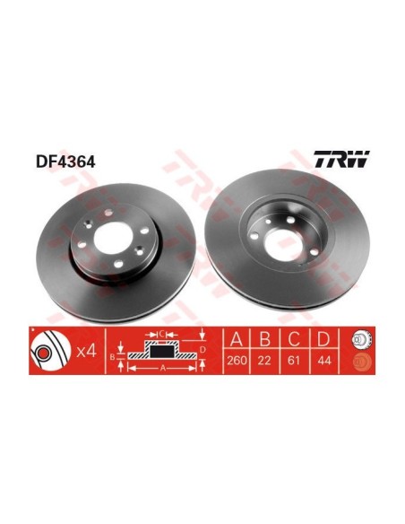 TRW DISCO FRENO DF4364