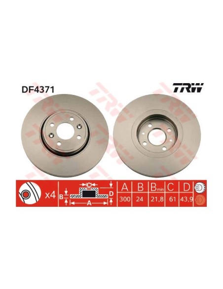 TRW DISCO FRENO DF4371