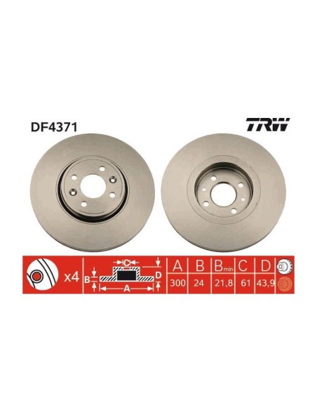 TRW DISCO FRENO DF4371