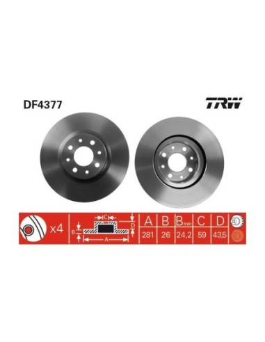 TRW DISCO FRENO DF4377