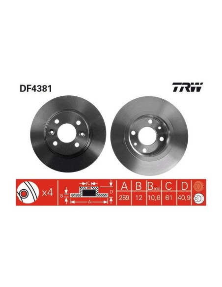 TRW DISCO FRENO DF4381