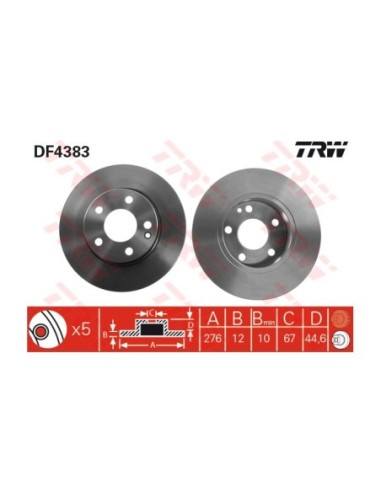 TRW DISCO FRENO DF4383