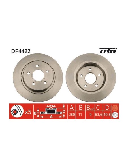 TRW DISCO FRENO DF4422