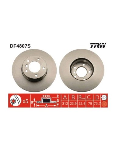 TRW DISCO FRENO DF4807S