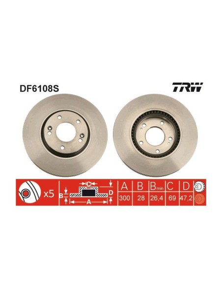 TRW DISCO FRENO DF6108S
