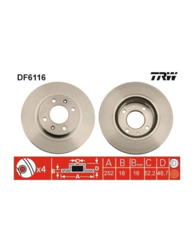 TRW DISCO FRENO DF6116