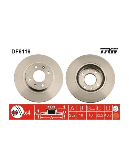 TRW DISCO FRENO DF6116