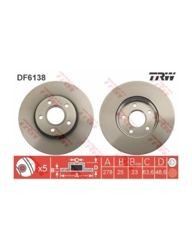 TRW DISCO FRENO DF6138