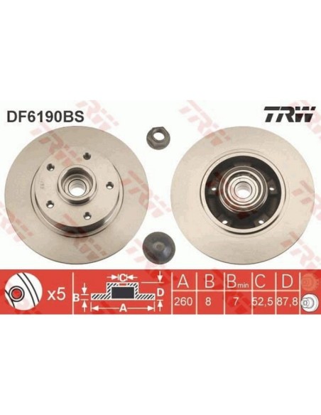 TRW DISCO FRENO DF6190BS