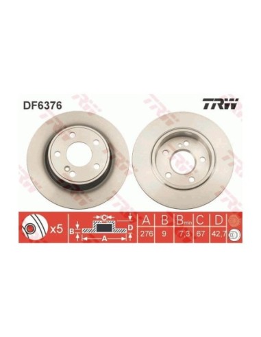 TRW DISCO FRENO DF6376