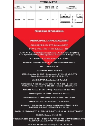 BATTERIE AUTO FIAMM 12V 80AH 730A - L3 80P - 7905157