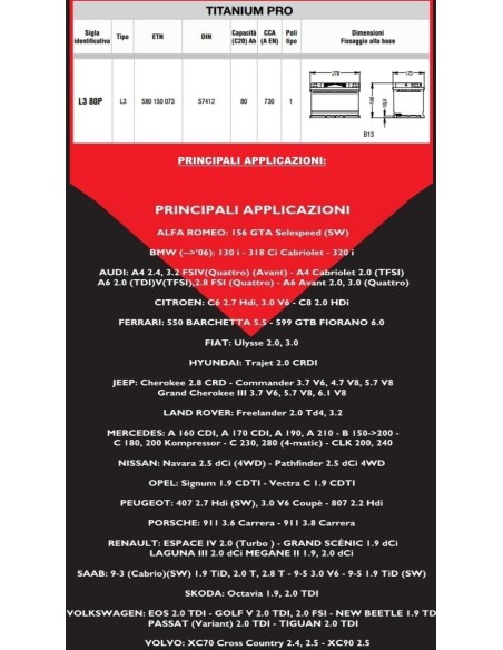BATTERIE AUTO FIAMM 12V 80AH 730A - L3 80P - 7905157