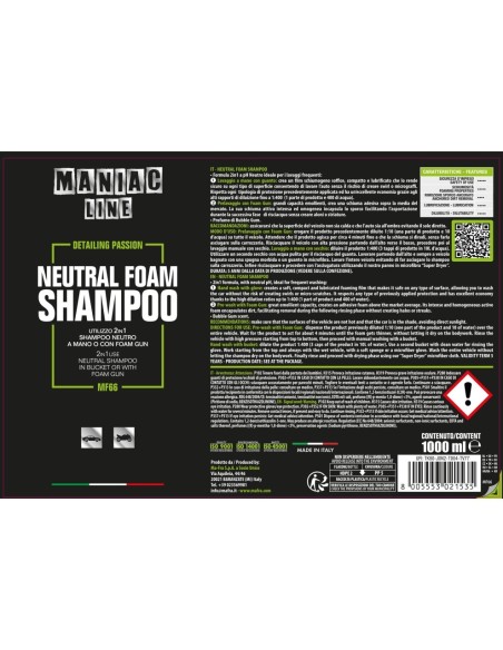 MAFRA Neutral Foam Shampoo - Maniac Line For Car Detailing MF66
