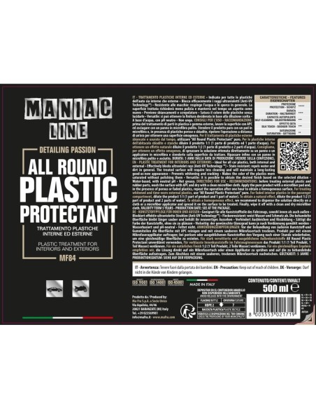 MAFRA All Round Plastic Protectant - Maniac Line For Car Detailing MF84