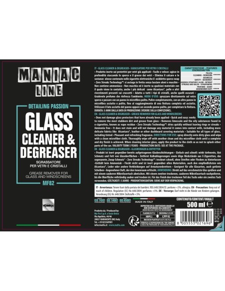 MAFRA Glass Cleaner & Degreaser - Maniac Line For Car Detailing MF82