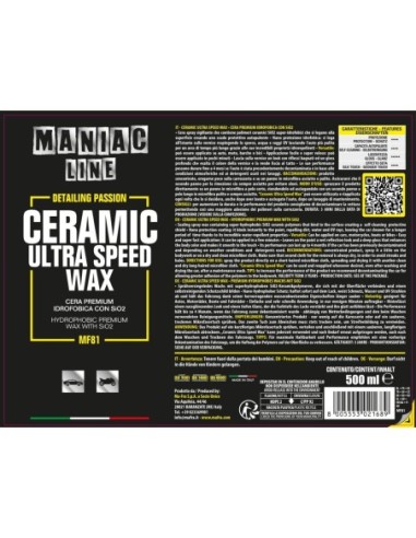 MAFRA Ceramic Ultra Speed Wax - Maniac Line For Car Detailing MF81