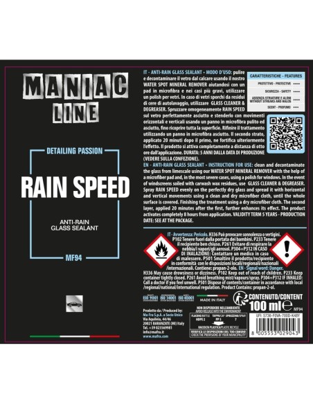 MAFRA Rain Speed - Maniac Line For Car Detailing MF94