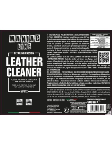 MAFRA Leather Cleaner - Maniac Line For Car Detailing MF112