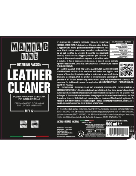 MAFRA Leather Cleaner - Maniac Line For Car Detailing MF112